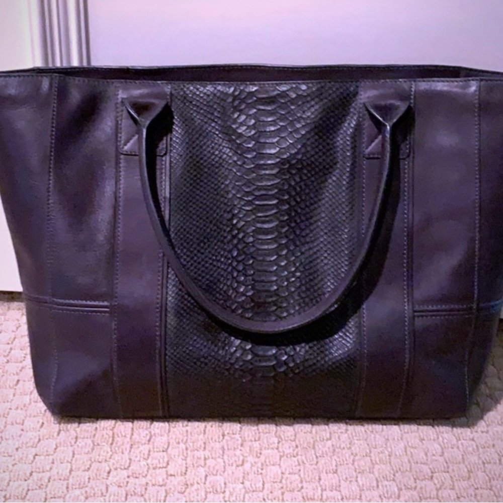 All Saints Black Leather Tote Bag